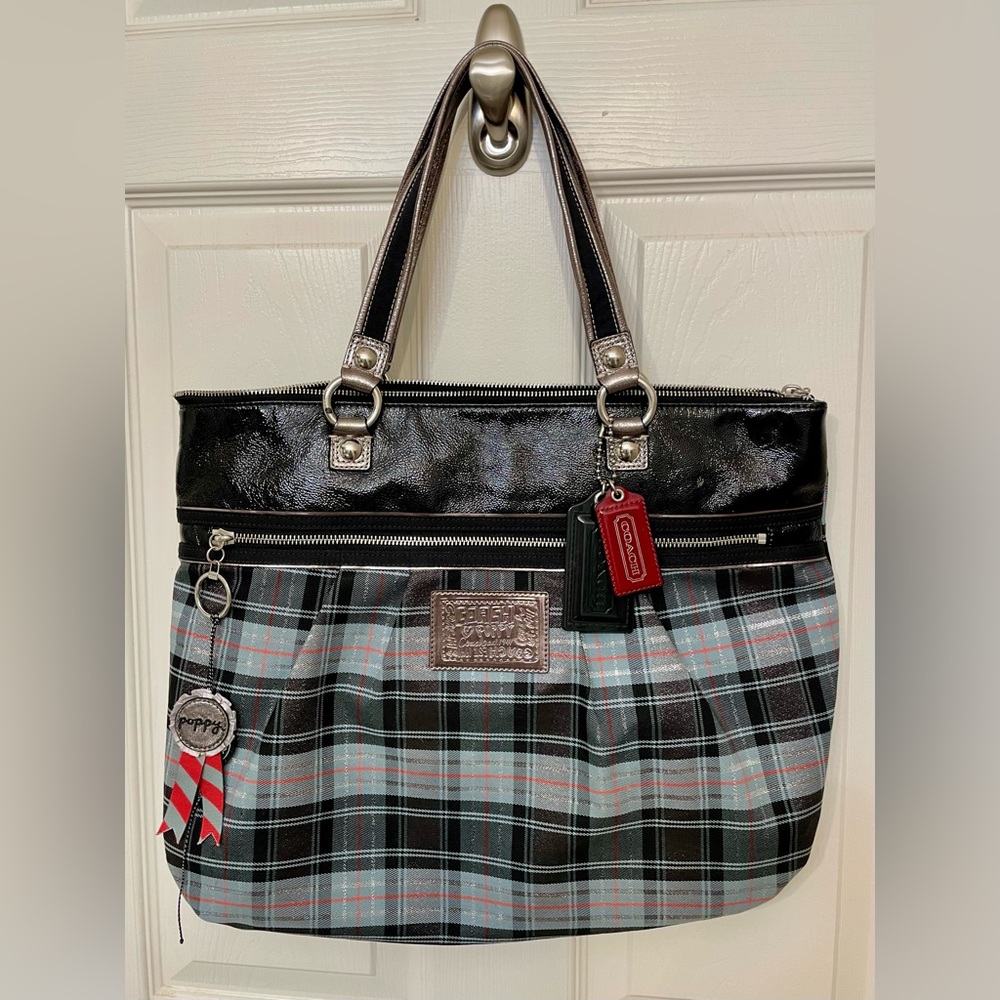 Coach Poppy Tartan Glam Tote